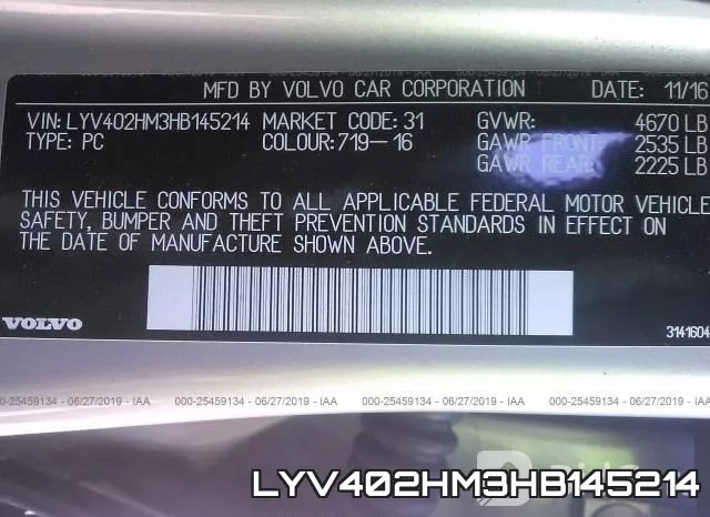 LYV402HM3HB145214 фото 10