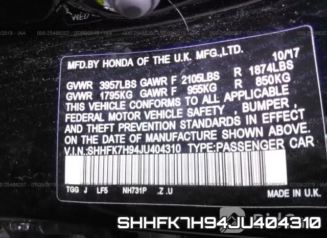 SHHFK7H94JU404310 фото 10