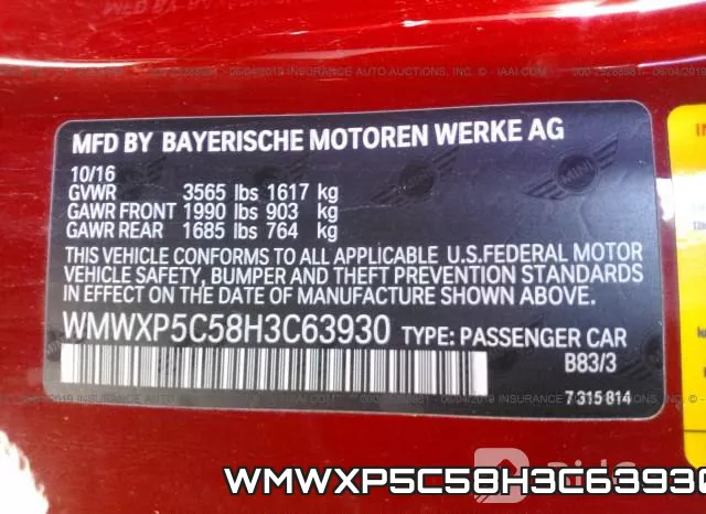 WMWXP5C58H3C63930 фото 10
