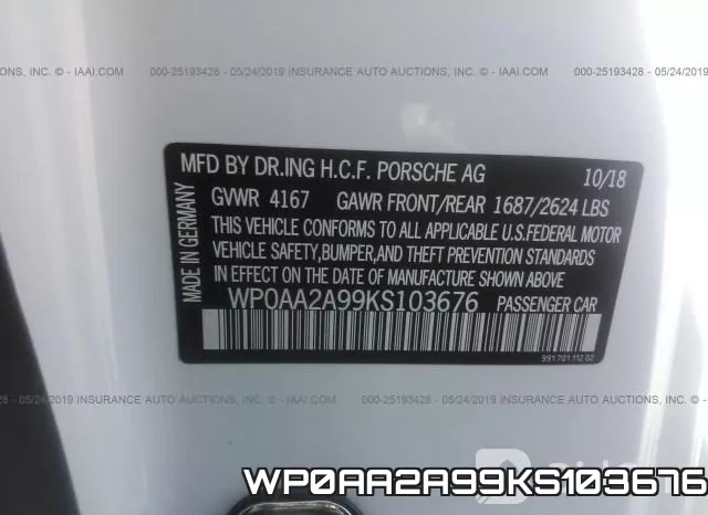 WP0AA2A99KS103676 фото 10