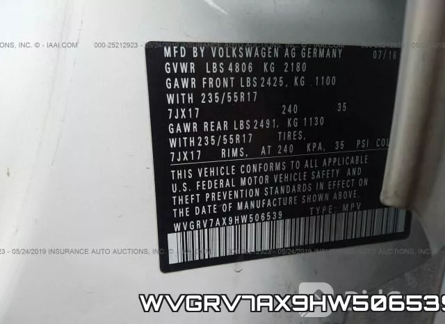 WVGRV7AX9HW506539 фото 10