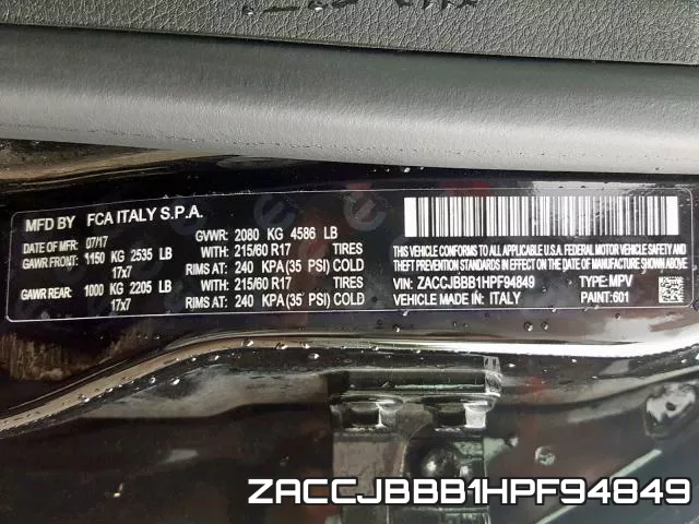 ZACCJBBB1HPF94849 фото 2