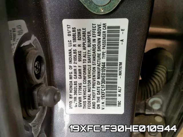 19XFC1F30HE010944 фото 2
