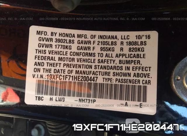 19XFC1F71HE200447 фото 10