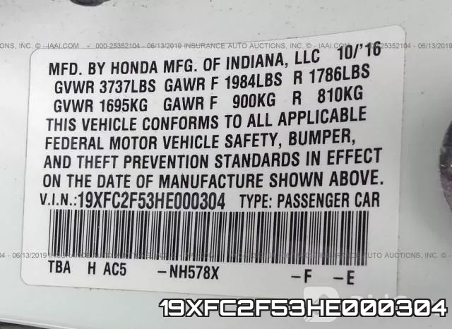 19XFC2F53HE000304 фото 10