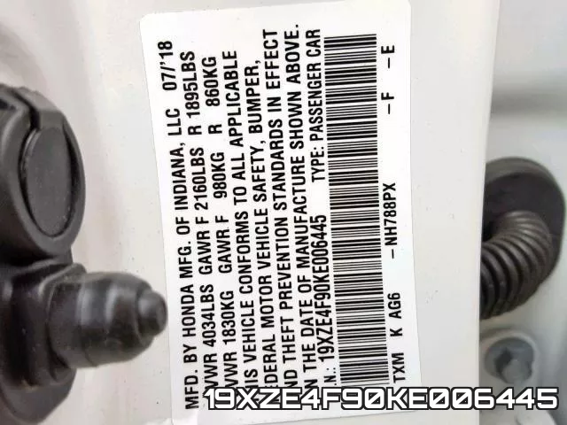 19XZE4F90KE006445 фото 2