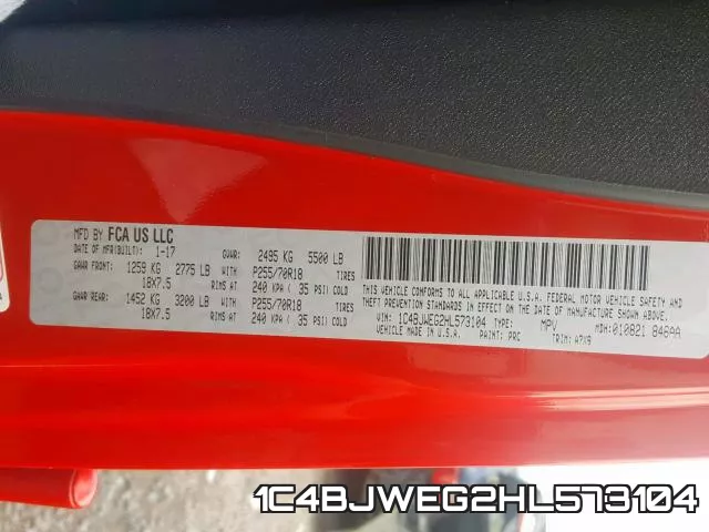1C4BJWEG2HL573104 фото 2