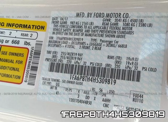 1FA6P8TH4H5309819 фото 10