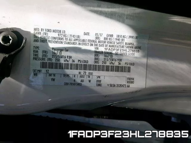 1FADP3F23HL278835 фото 2