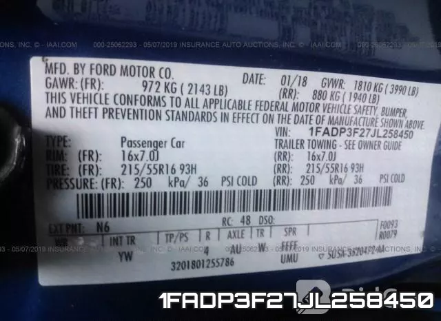 1FADP3F27JL258450 фото 10