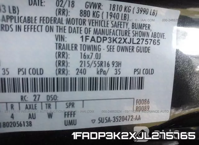 1FADP3K2XJL275765 фото 10