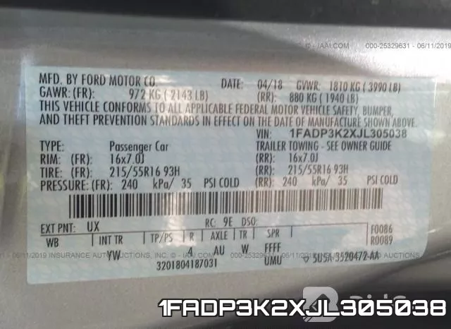 1FADP3K2XJL305038 фото 10