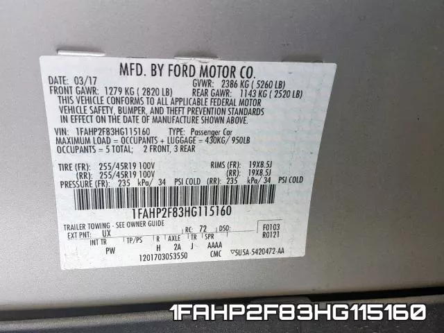 1FAHP2F83HG115160 фото 2