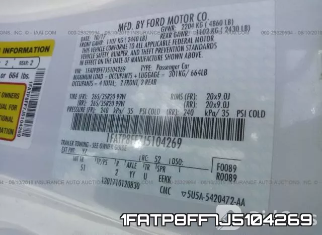 1FATP8FF7J5104269 фото 10
