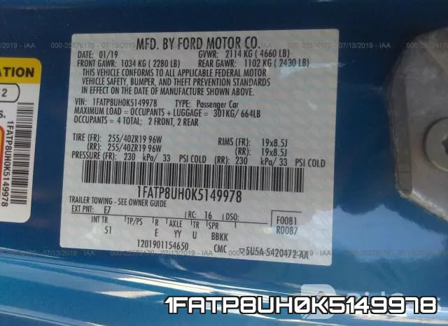 1FATP8UH0K5149978 фото 10