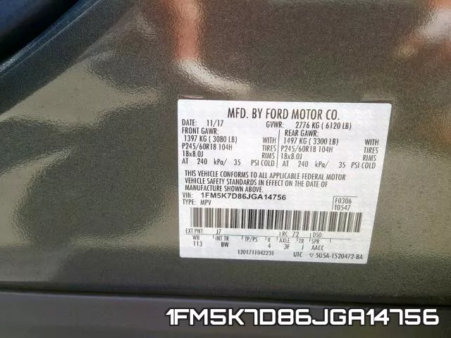 1FM5K7D86JGA14756 фото 2