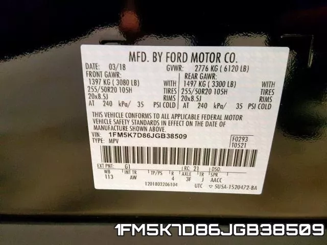 1FM5K7D86JGB38509 фото 2