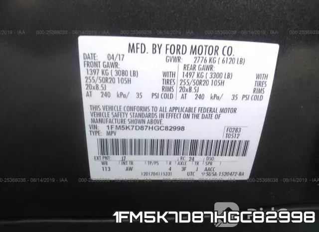 1FM5K7D87HGC82998 фото 10