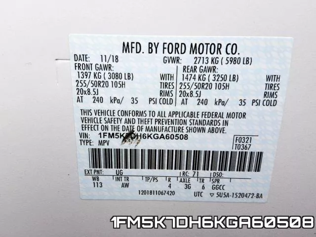 1FM5K7DH6KGA60508 фото 2
