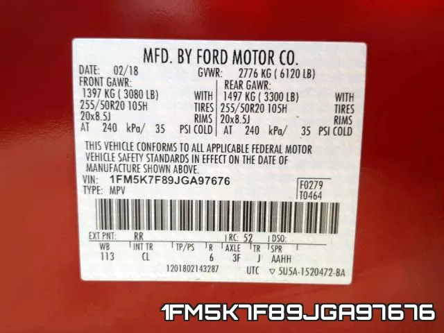 1FM5K7F89JGA97676 фото 2