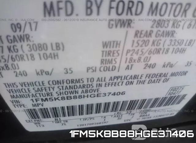 1FM5K8B88HGE37406 фото 10