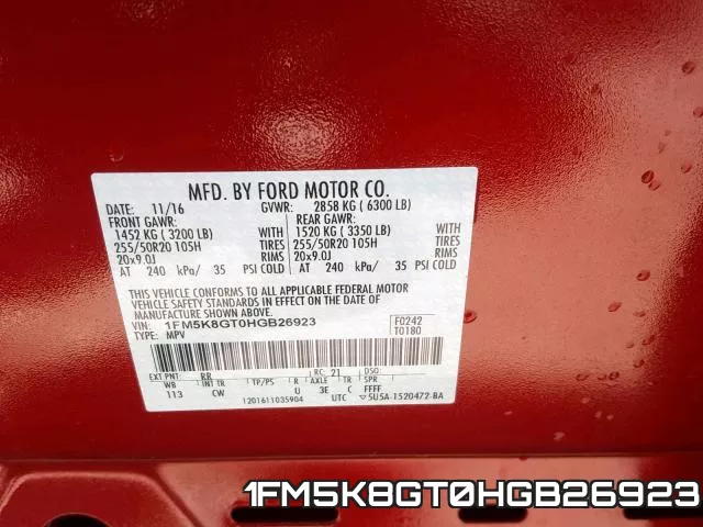 1FM5K8GT0HGB26923 фото 2