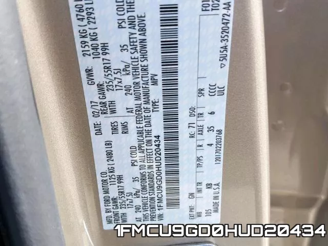 1FMCU9GD0HUD20434 фото 2