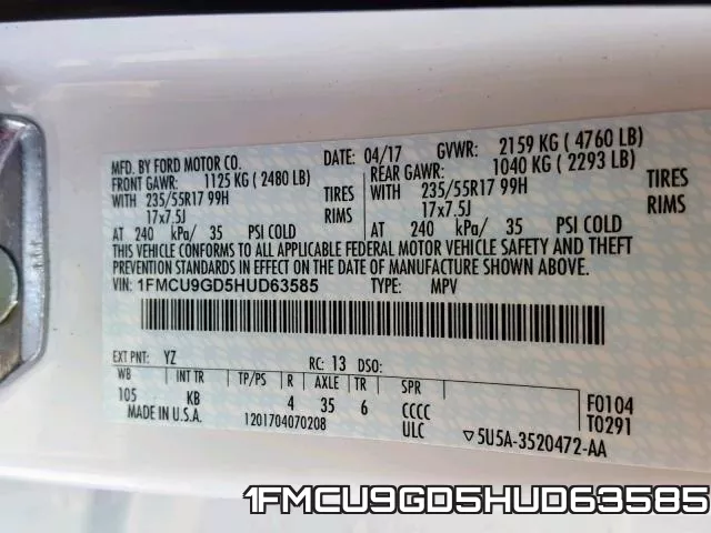 1FMCU9GD5HUD63585 фото 2