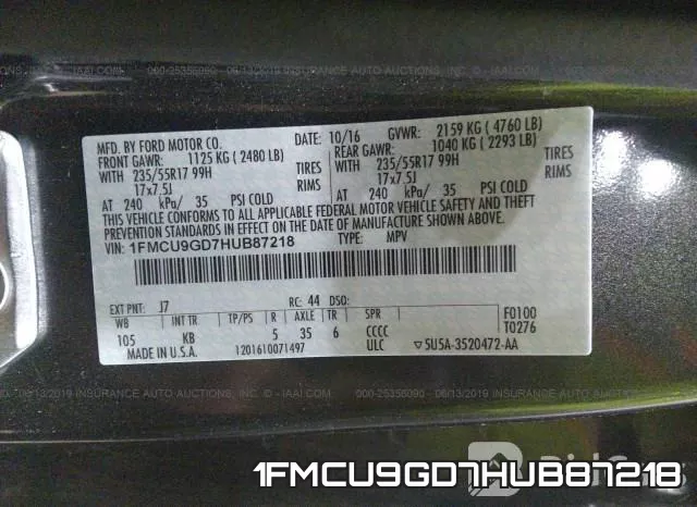 1FMCU9GD7HUB87218 фото 10