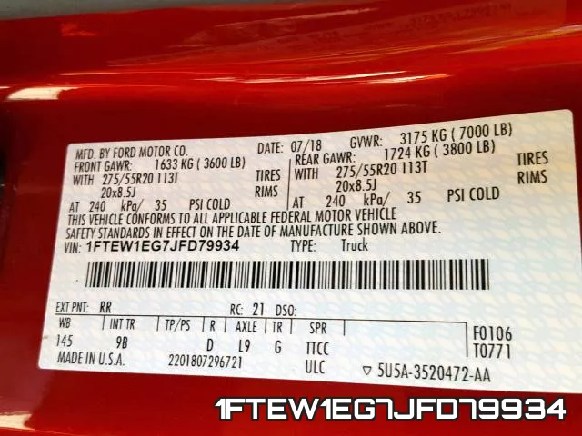 1FTEW1EG7JFD79934 фото 2