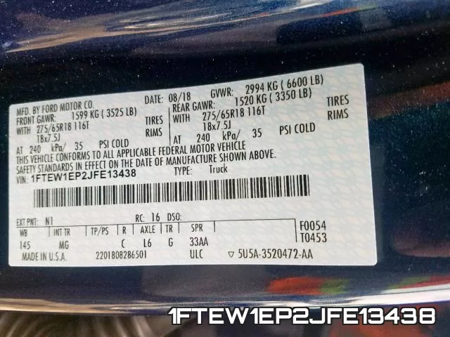 1FTEW1EP2JFE13438 фото 2