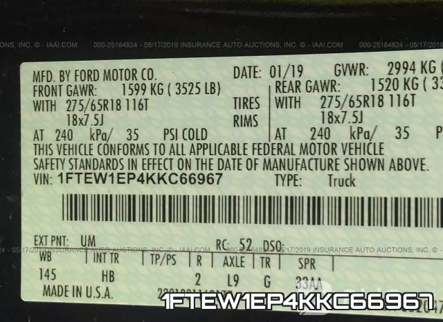 1FTEW1EP4KKC66967 фото 10