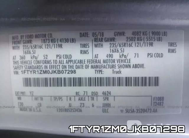 1FTYR1ZM0JKB07298 фото 9