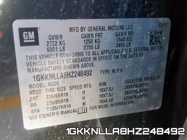 1GKKNLLA8HZ248492 фото 2