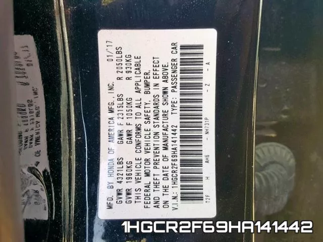 1HGCR2F69HA141442 фото 2