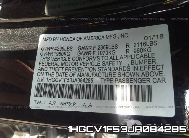 1HGCV1F53JA084285 фото 10