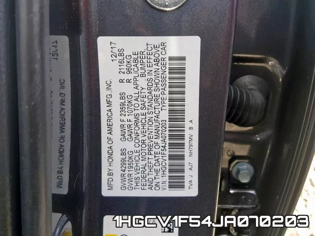 1HGCV1F54JA070203 фото 2