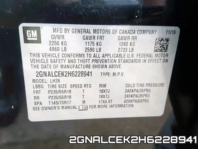 2GNALCEK2H6228941 фото 2