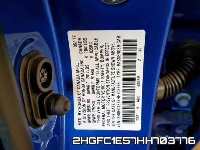 2HGFC1E57HH703776 фото 2