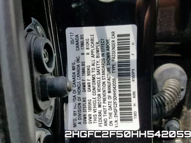 2HGFC2F50HH542059 фото 2