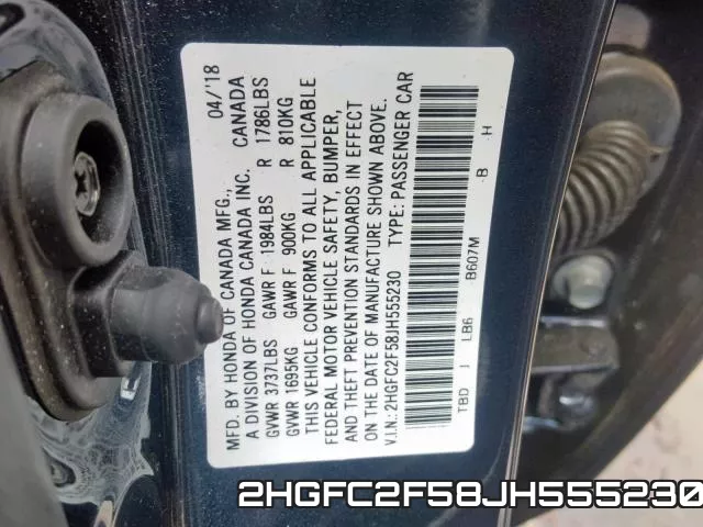 2HGFC2F58JH555230 фото 2