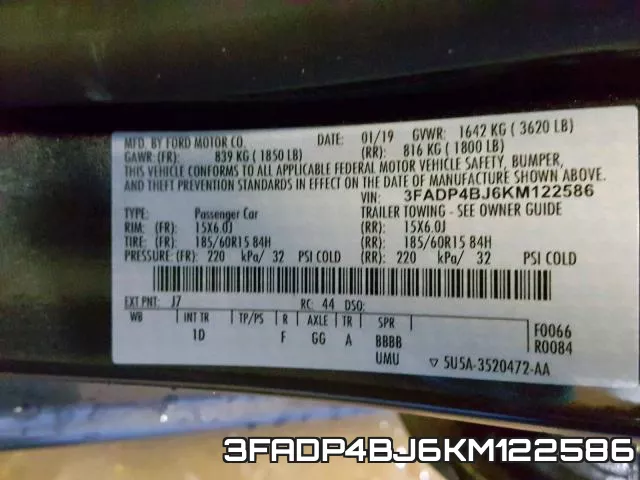 3FADP4BJ6KM122586 фото 2