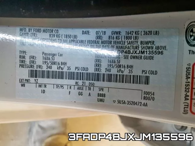 3FADP4BJXJM135596 фото 2