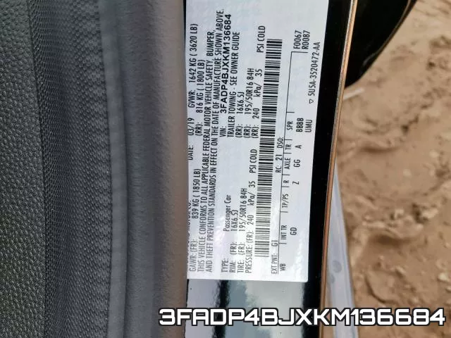 3FADP4BJXKM136684 фото 2