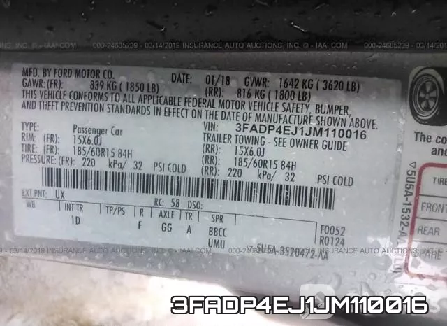 3FADP4EJ1JM110016 фото 10