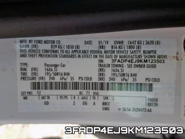 3FADP4EJ9KM123503 фото 2