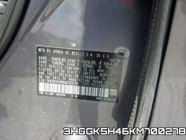 3HGGK5H46KM700278 фото 2
