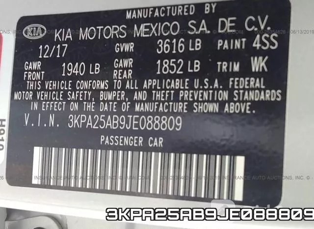 3KPA25AB9JE088809 фото 10