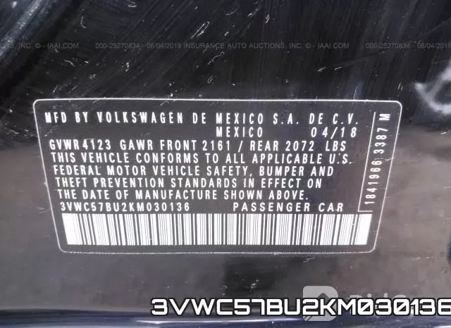 3VWC57BU2KM030136 фото 10