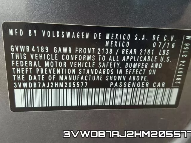 3VWDB7AJ2HM205577 фото 2